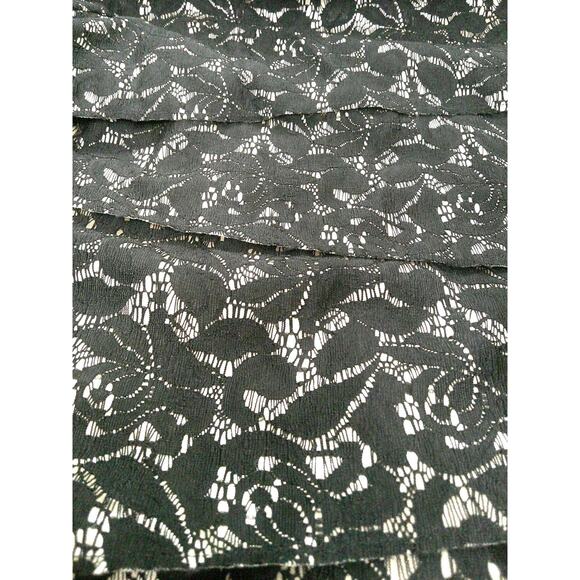 Tahari Womens Black Metallic Floral Stretch 3/4 Sleeve Lace Overlay Dress Sz 10 - Picture 8 of 10